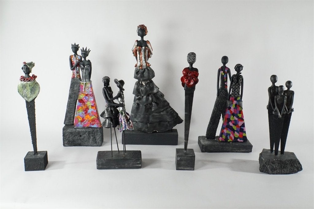 Set van 7 kunstzinnige interieurbeelden - Hoogte tot 63 cm!, Ophalen, Groep mensen, 50 - 100 cm, Zwart