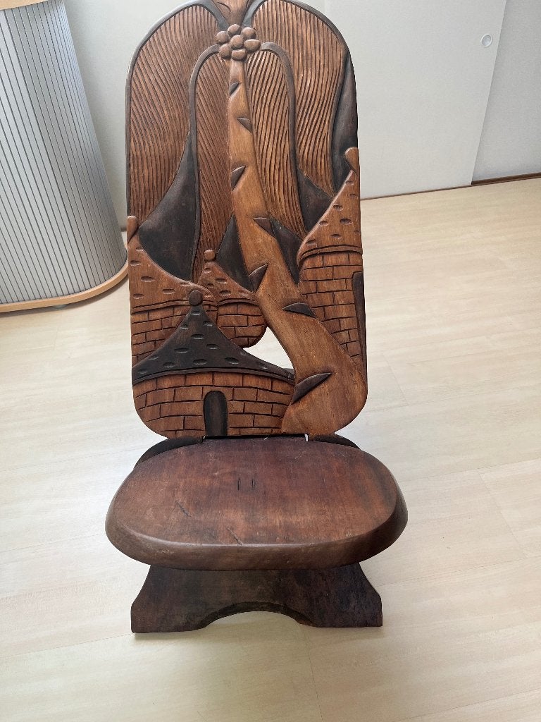 Afrikaanse hout bewerkte stoel, Ophalen, Bruin, Eén, Hout