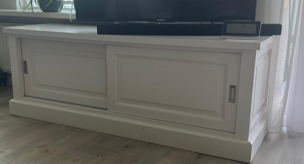 TV Meubel wit, Ophalen, Gebruikt, Klassiek, 150 tot 200 cm