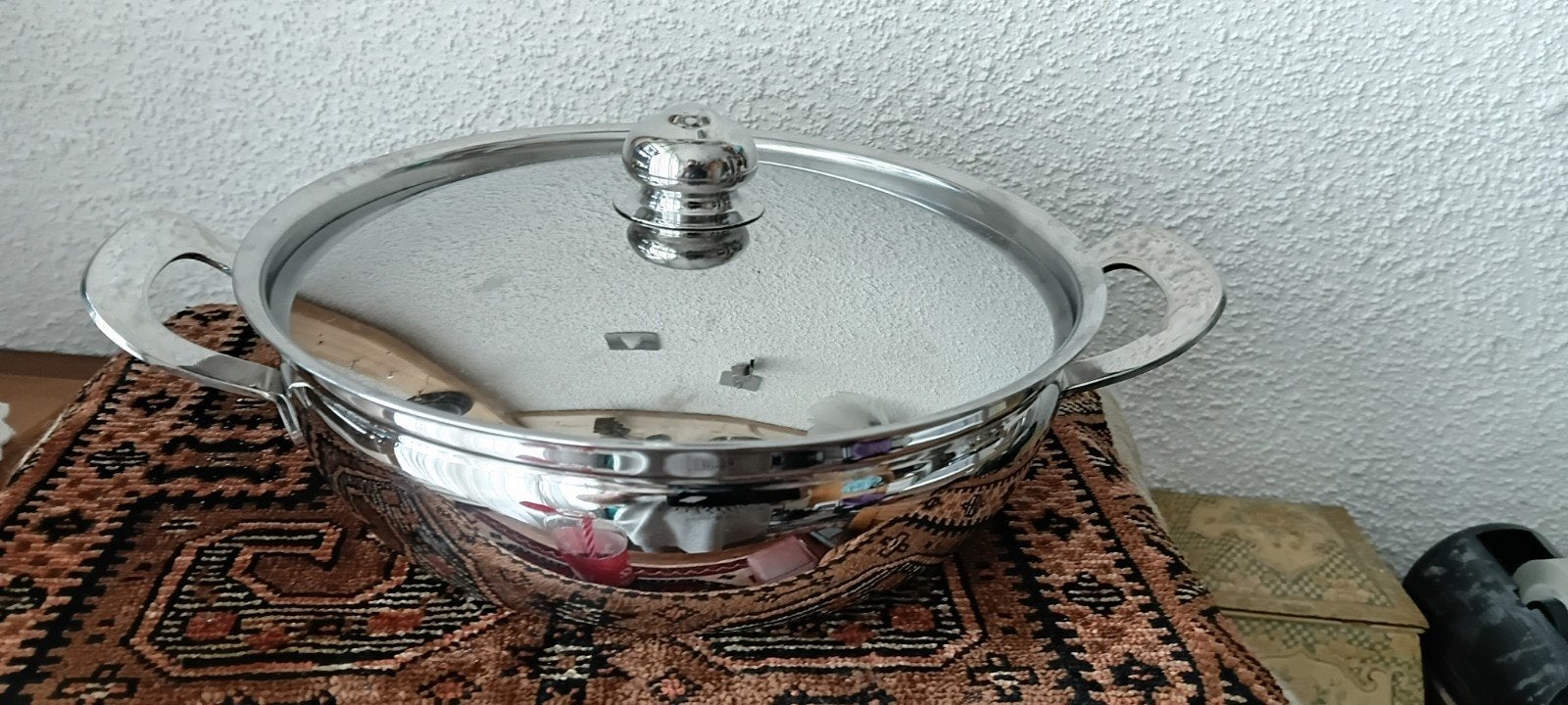 Gero Zilmeta dekschaal - doorsnee 20 cm, hoog 7 cm, Ophalen of Verzenden, Zo goed als nieuw, Rvs of Chroom