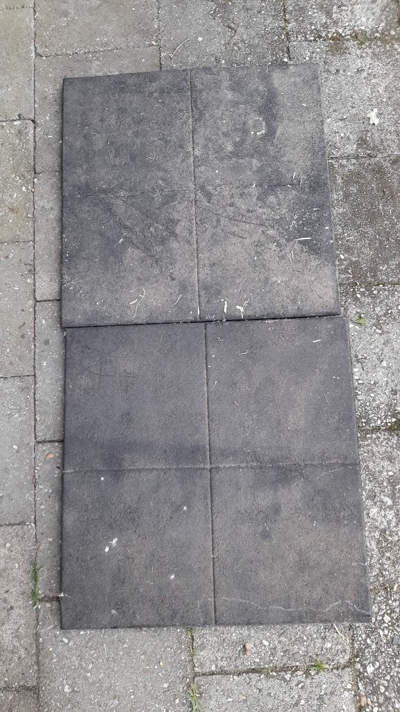 Rubberen tegels 2x, Tuin en Terras, Tegels en Klinkers, Ophalen, Gebruikt, Rubber, Overige typen