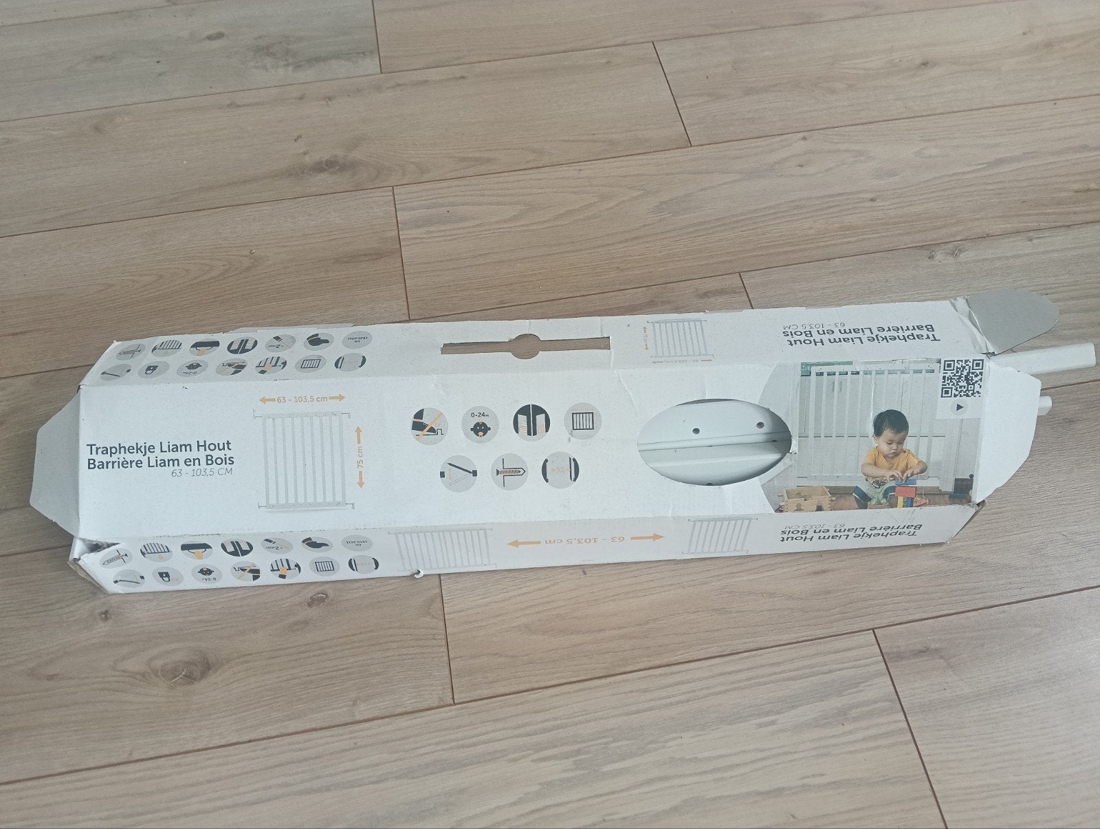 Nieuw traphekje Liam Hout 63-103,5 cm - Ongebruikt, Kinderen en Baby's, Traphekjes, Ophalen, Nieuw, 100 tot 115 cm, Schroefhekje