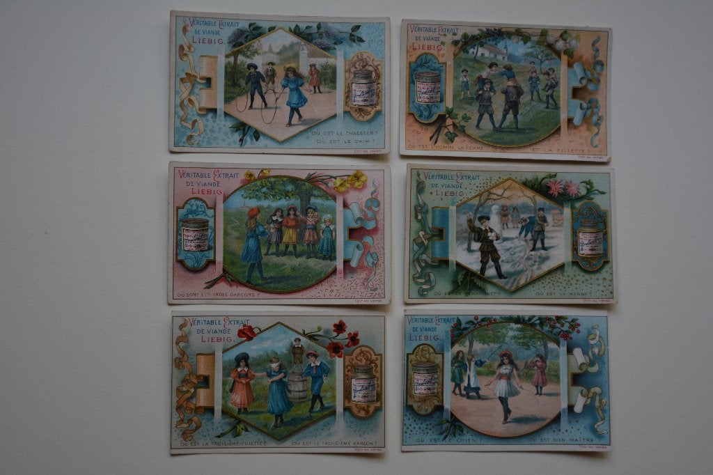 LIEBIG PLAATJES 4 series, 6 stuks Chromlitho Kwaliteit EB7, Ophalen of Verzenden, Gebruikt, Meerdere plaatjes