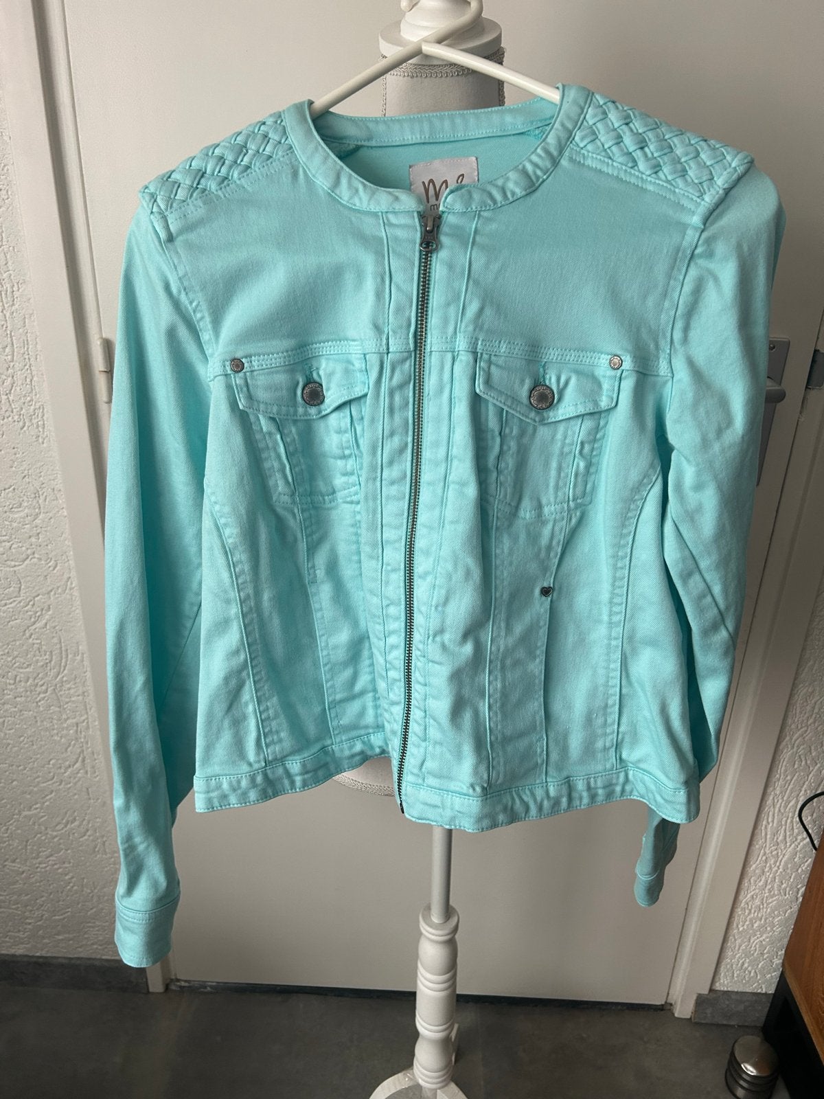 Mooi turquoise jasje van MS Mode, maat 42, Ophalen of Verzenden, Zo goed als nieuw, Maat 42/44 (L), Overige kleuren