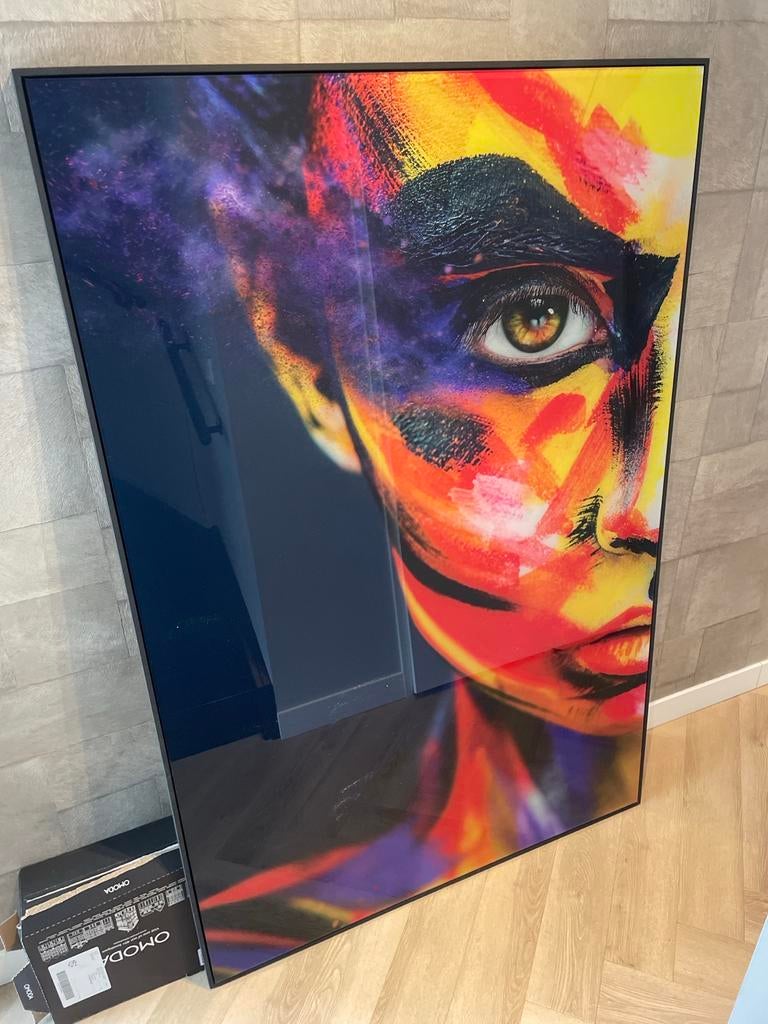 Moderne XL wanddecoratie met kleurrijk portret - 120x180 cm, Antiek en Kunst, Kunst | Schilderijen | Abstract, Ophalen of Verzenden