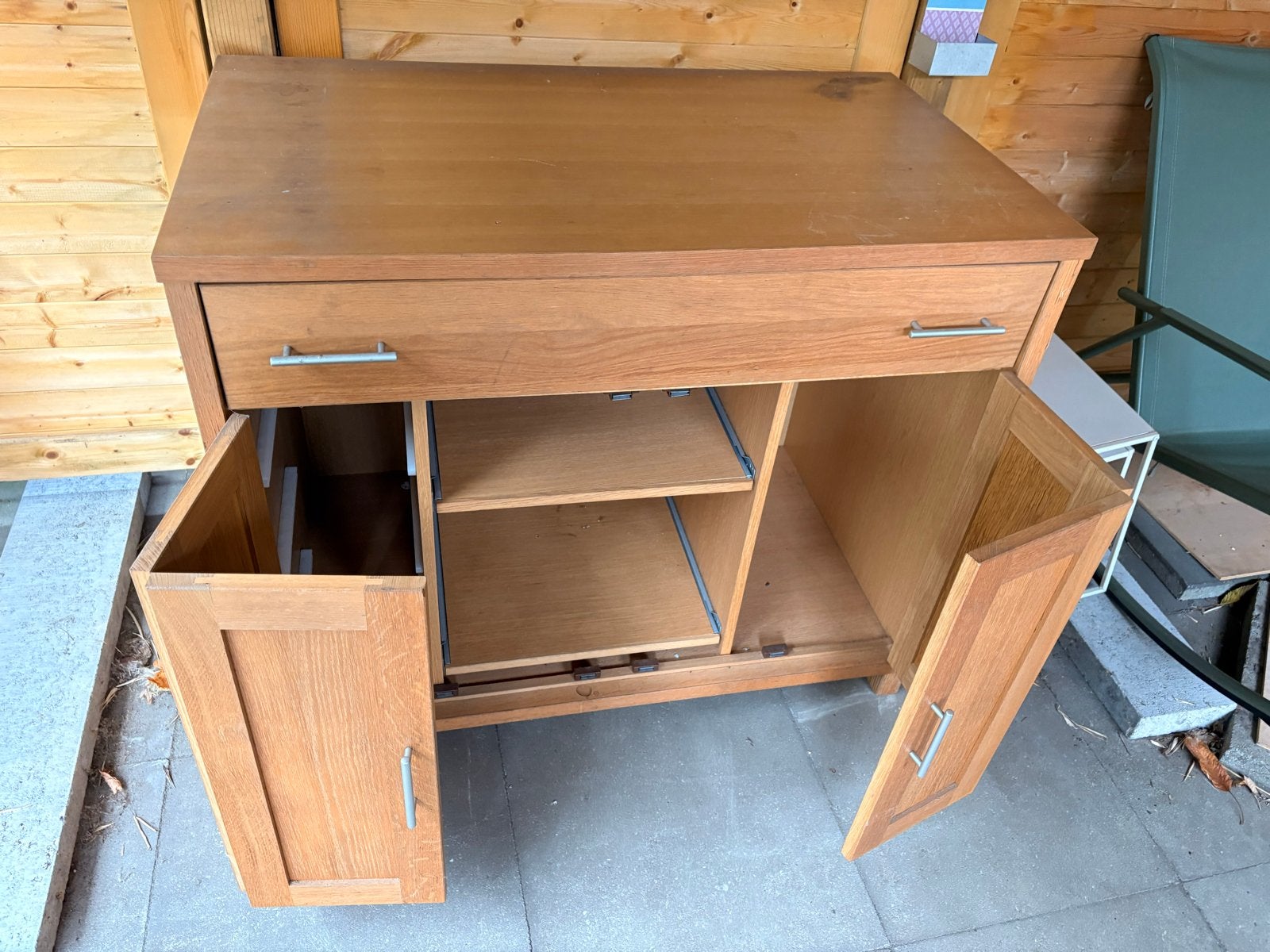 Houten kastje met lade en deurtjes (computermeubel), Ophalen of Verzenden, Gebruikt