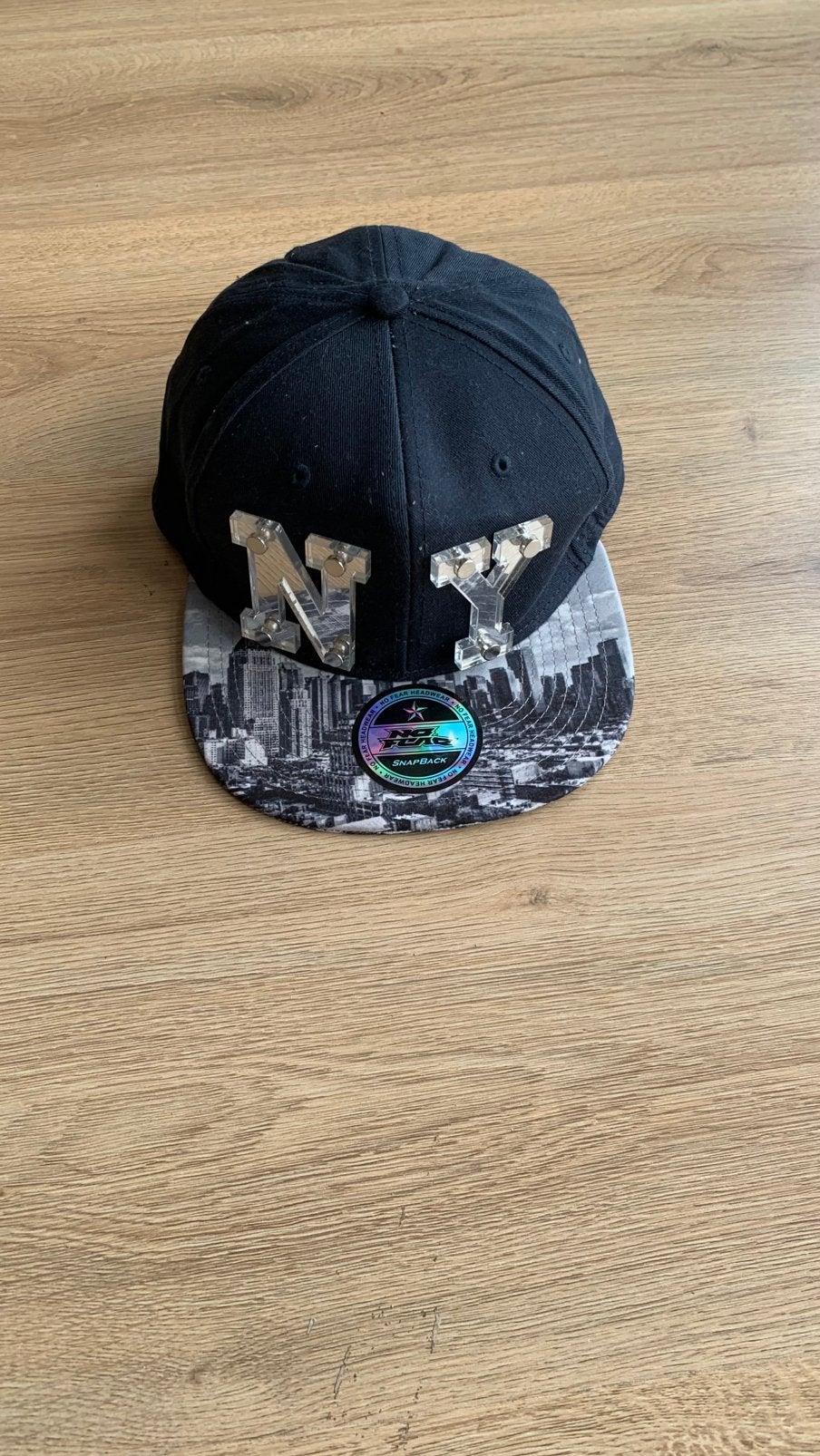 NY Snapback Pet Zwart Grijs, Ophalen of Verzenden, Zo goed als nieuw, Jongen of Meisje