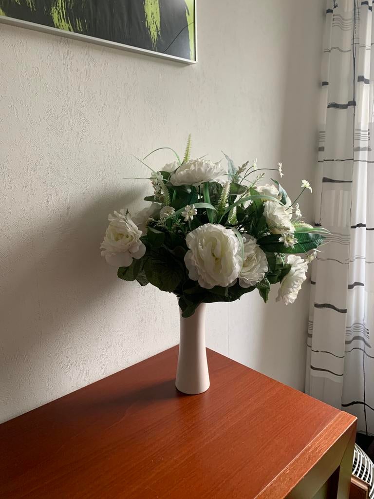 Prachtige bos kunstbloemen in bijpassende vaas, Ophalen of Verzenden, Nieuw