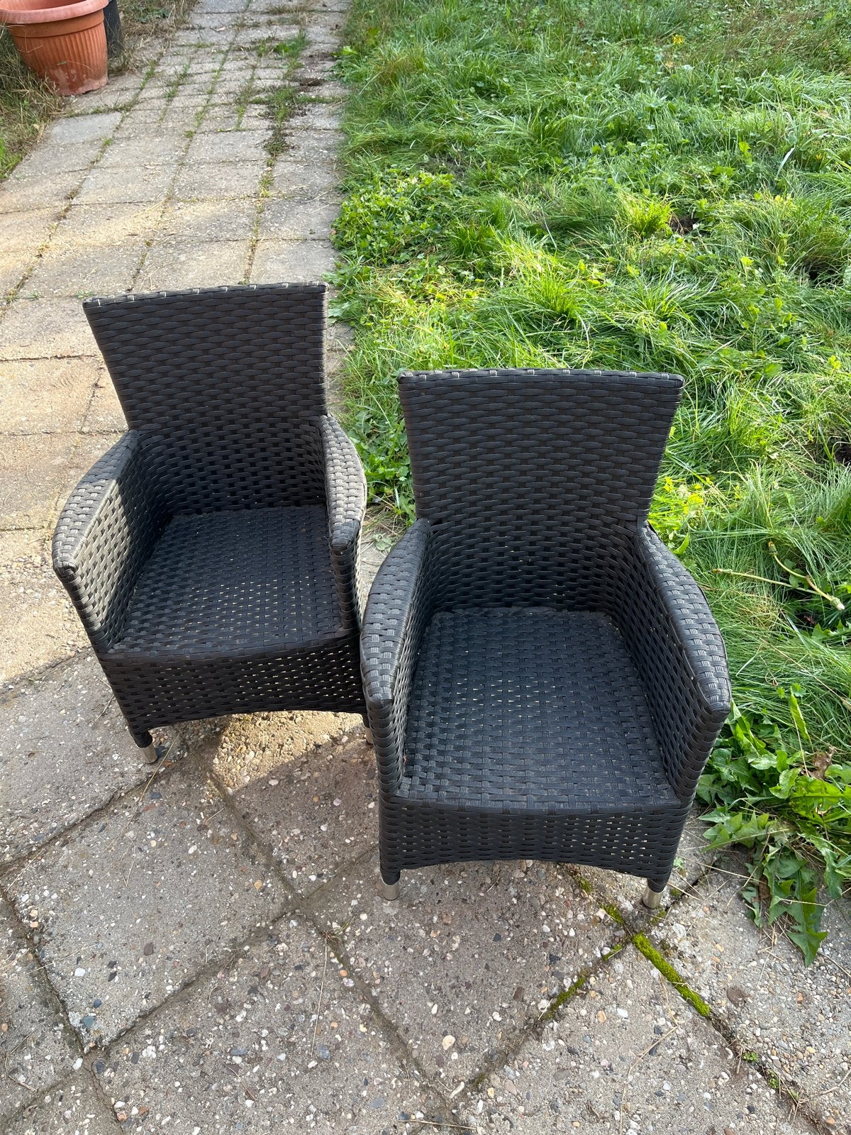 2x kinder tuinstoelen - Zwart, Ophalen, Zo goed als nieuw, Wicker