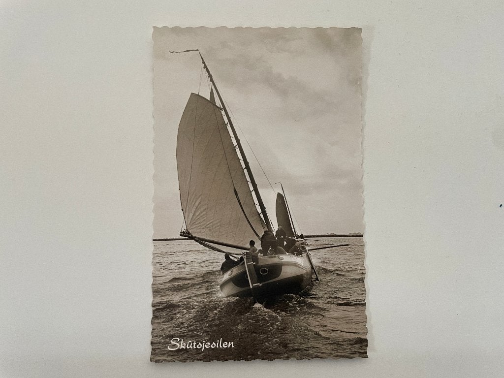D875 Oude ansichtkaart Friesland : Skutsjesilen, Ophalen of Verzenden, 1960 tot 1980, Ongelopen, Friesland