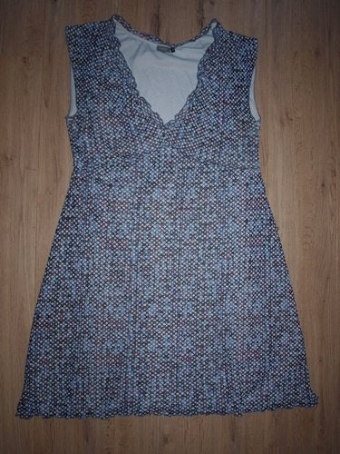 Blauw Wit Paarse Jurk LIV (46), Kleding | Dames, Blauw, Maat 46/48 (XL) of groter, Ophalen of Verzenden, Knielengte