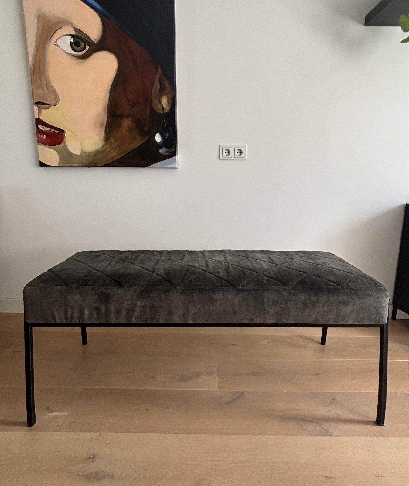 Eetkamerbank donkergroen velvet, 130 cm breed, Huis en Inrichting, Ophalen, Gebruikt, 50 tot 75 cm, 125 cm of meer