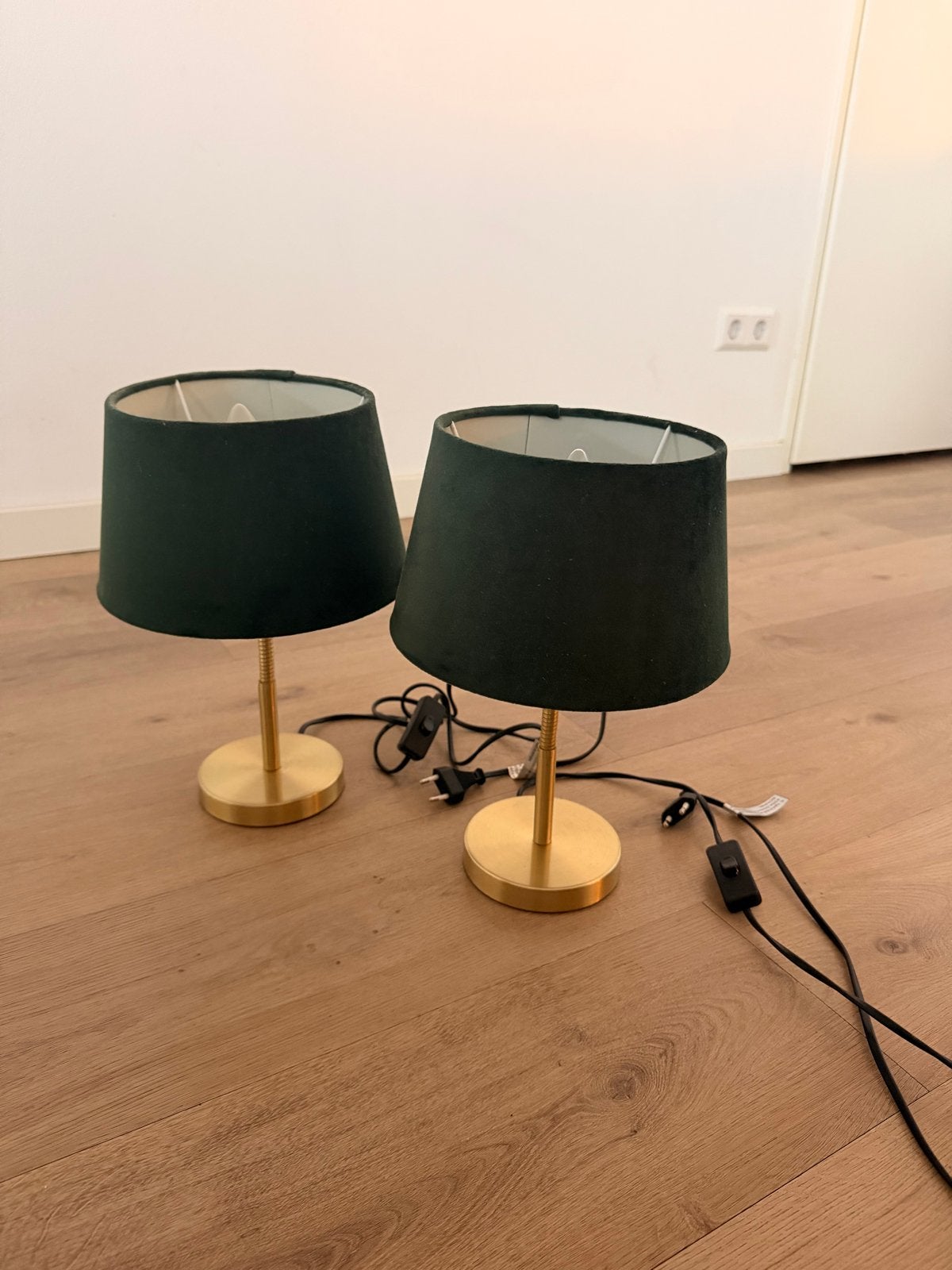 2 Groene fluwelen tafellampen van Xenos, Ophalen, Overige merken, Groen, Textiel