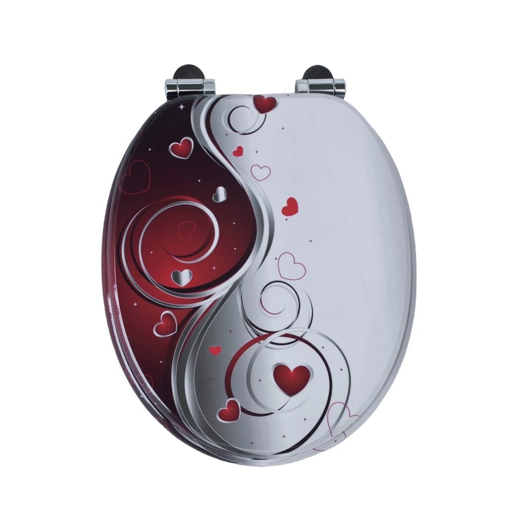 Universele WC Bril / Toiletbril van hout - Liefde Yin Yang