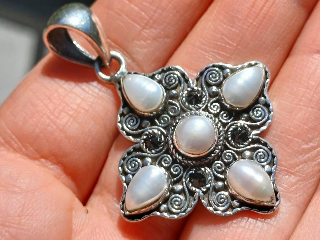 Vanoli 925 zilveren kettinghanger met parels en spinel, Daiva1973@hotmail.com, Met edelsteen, Vanoli, Overige voorstellingen