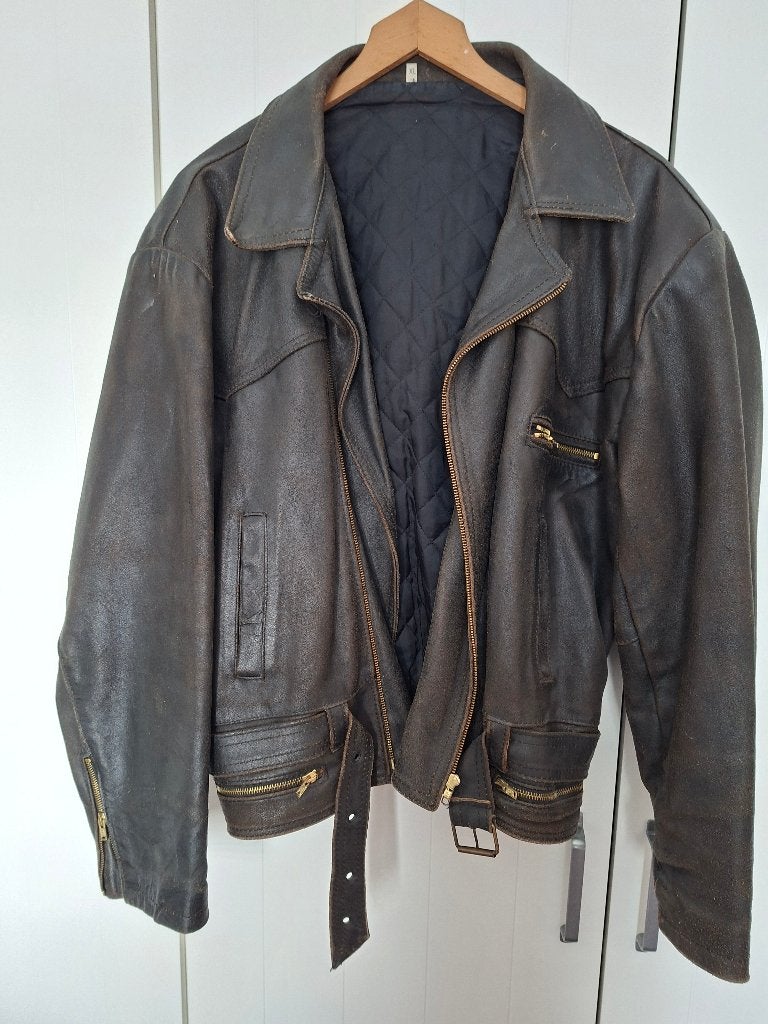 Super mooie Vintage leren jas, Kleding | Heren, Ophalen, Maat 56/58 (XL), Zwart