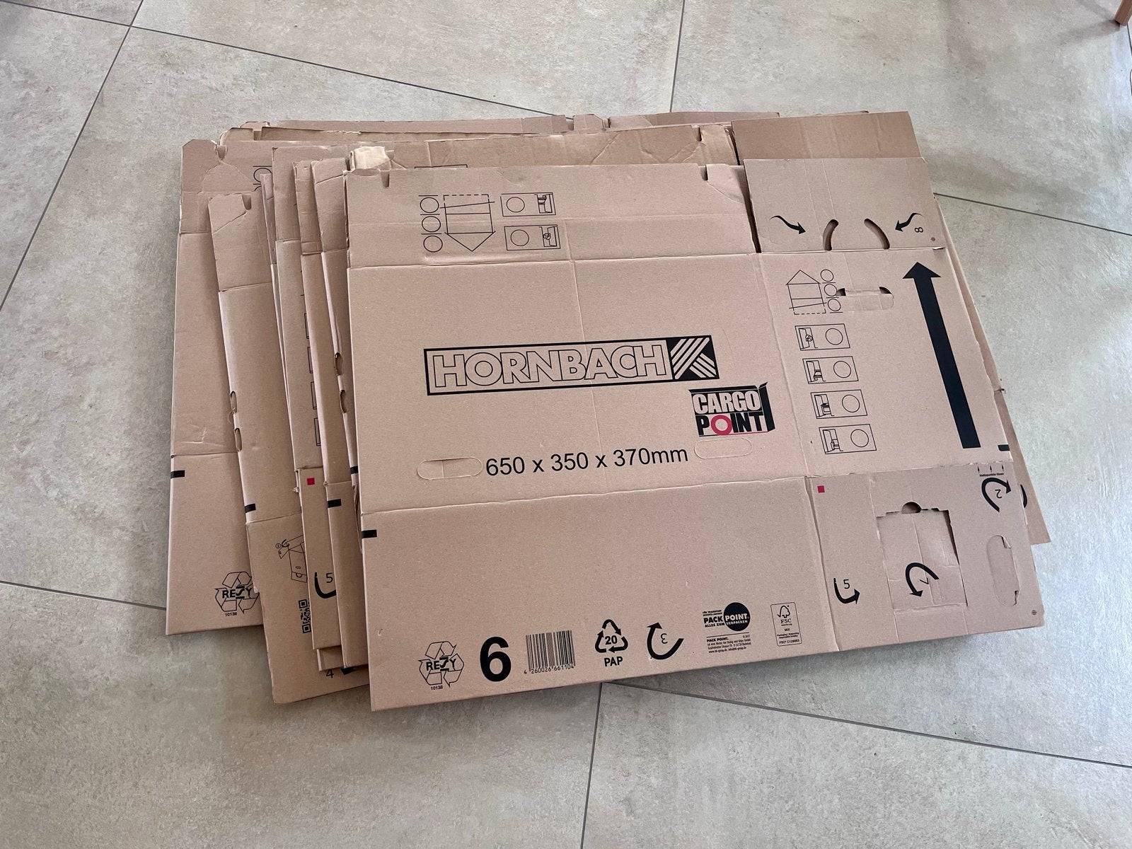 10 Verhuisdozen Hornbach Verhuisdoos, Ophalen, Doos, Opvouwbaar, 50 tot 75 cm