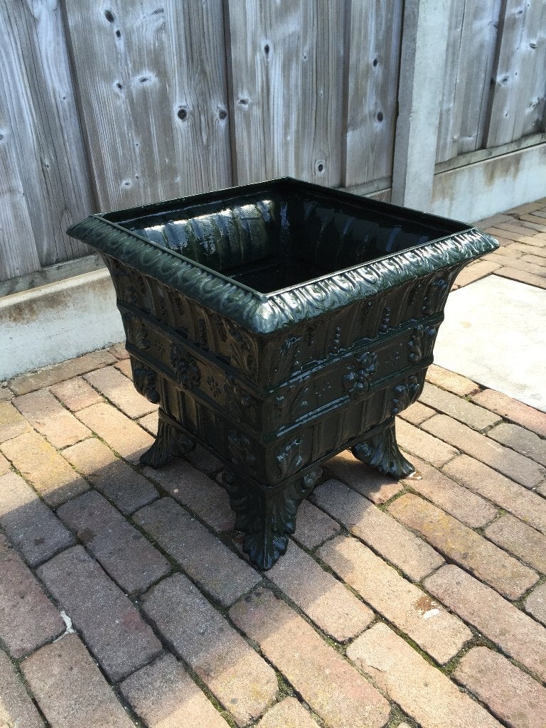 Gietijzeren bloembakken monumenten groen, plantenbakken, Tuin en Terras, Ophalen, Minder dan 60 cm, Vierkant, Zo goed als nieuw