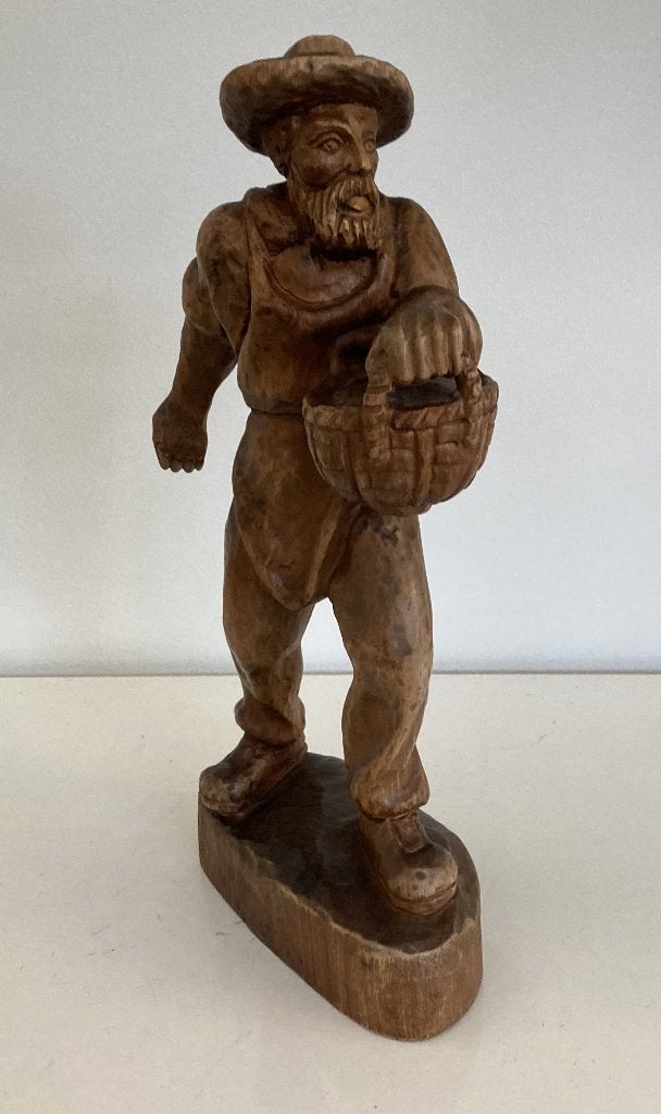 prachtig handgesneden houten beeld zaaier, Antiek en Kunst, Houtsnijwerk, Ophalen of Verzenden, 20 - 50 cm, Hout