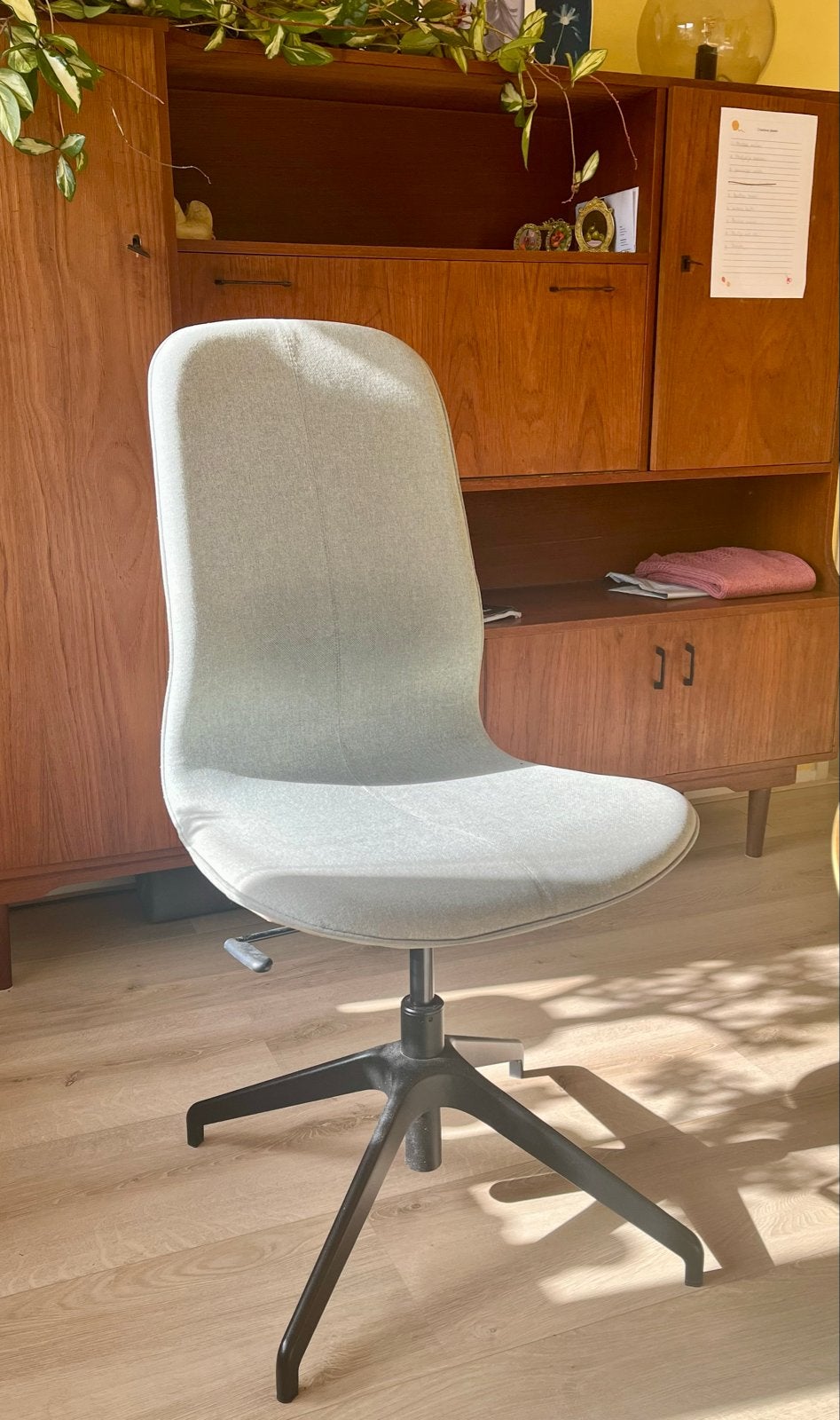 Comfortabele bureaustoel - Lichtblauw/groene stof, Ophalen, Gebruikt, Blauw, Bureaustoel