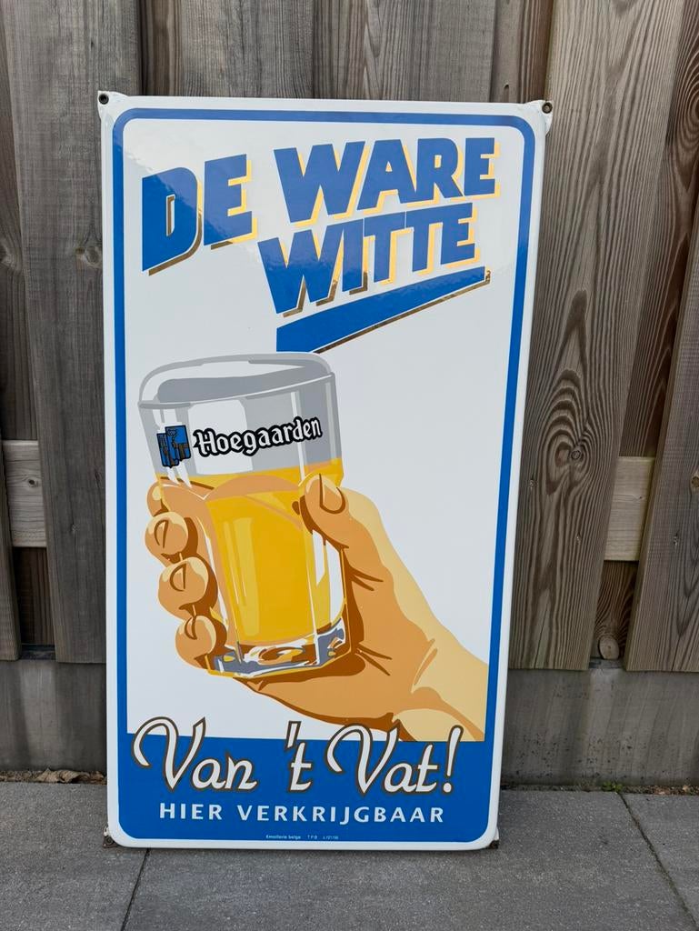 Hoegaarden emaille reclamebord, Verzamelen, Reclamebord, Gebruikt, I, Ophalen of Verzenden