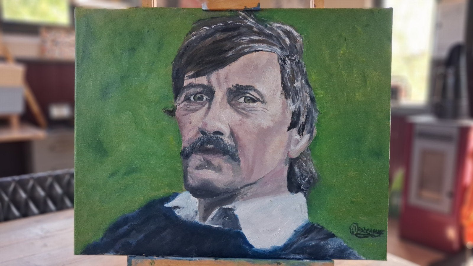 Portret Ede Staal - Olieverf op doek, Antiek en Kunst, Ophalen of Verzenden, Op houten frame, Olieverf, Portret
