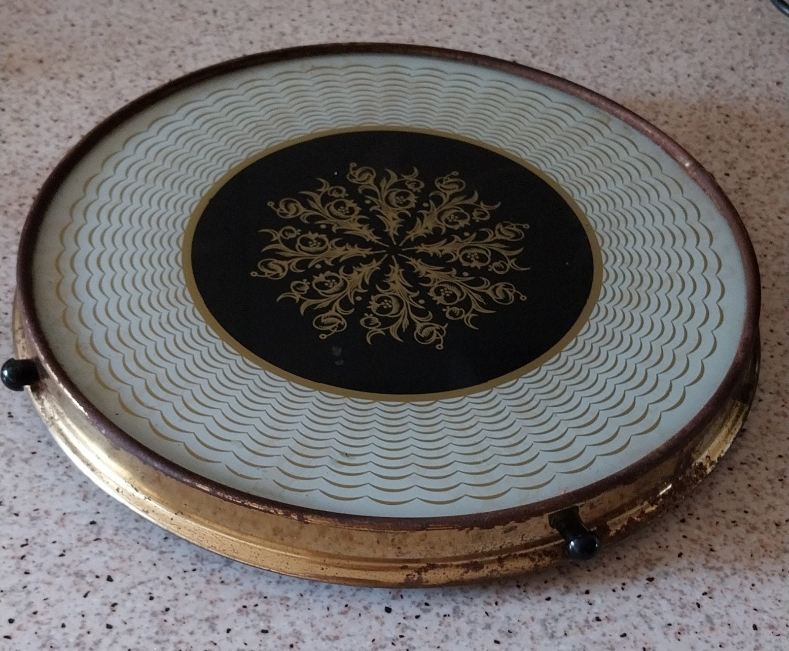 Vintage Draaibaar Gebakken Plateau - 30cm Doorsnee, Ophalen of Verzenden