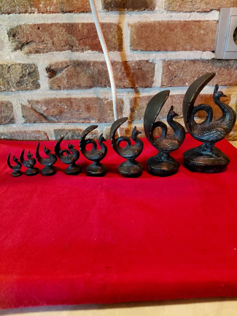 Set van 8 bronzen 0pium gewichten - Vintage, Ophalen of Verzenden