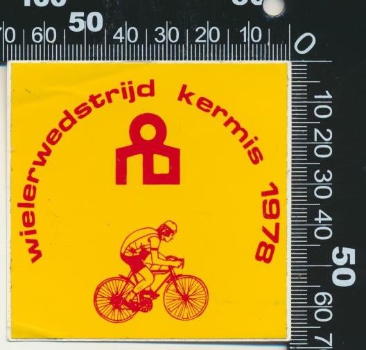 Sticker: Wielerwedstrijd Kermis 1978, Ophalen of Verzenden, Zo goed als nieuw, Sport