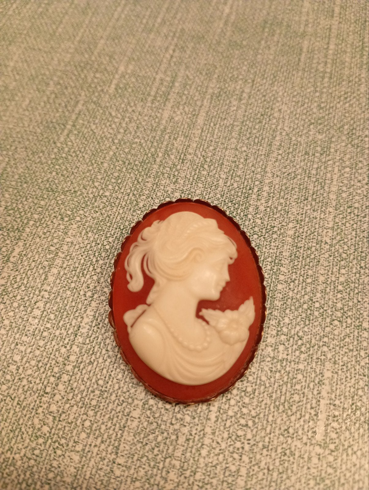 Vintage Camee Broche - Klassieke Elegante Sieraden, Overige materialen, 4 tot 7 cm, Gebruikt, Oranje