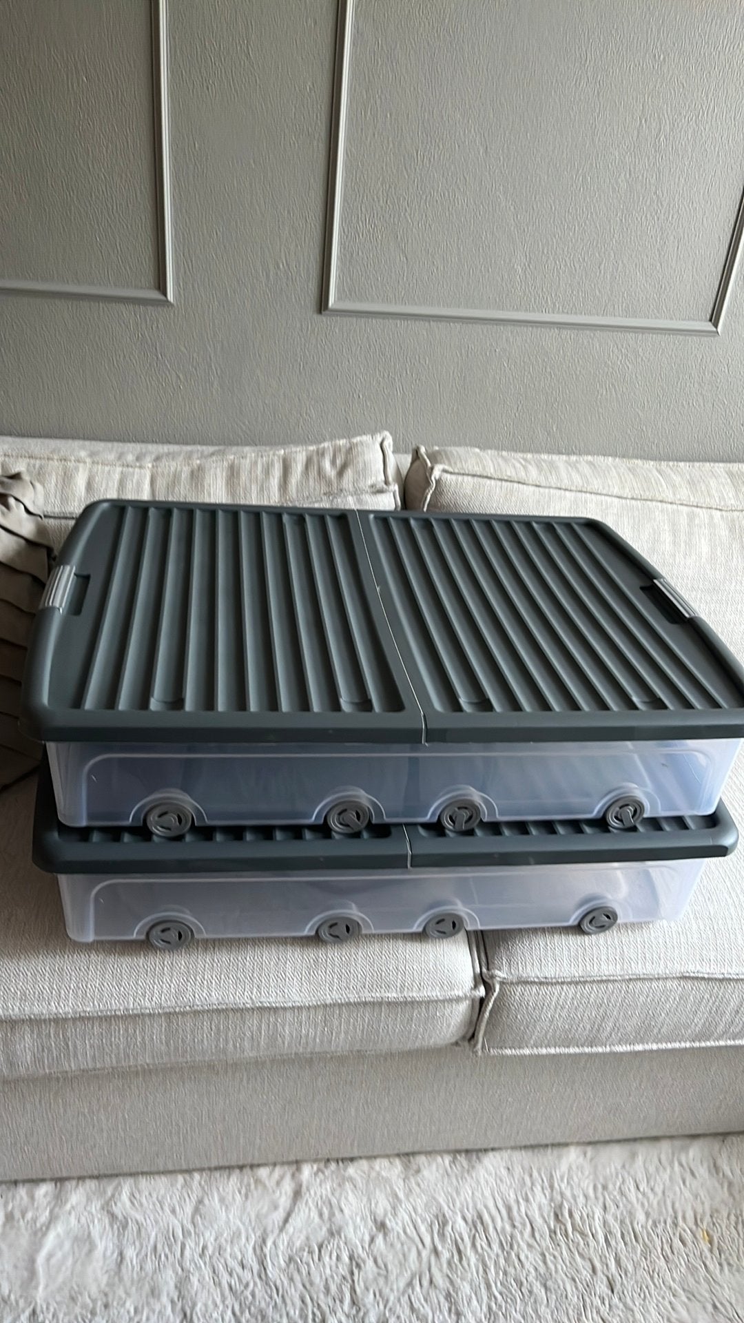 2 grote onderbed boxen Leen Bakker opbergboxen, Ophalen, Zo goed als nieuw