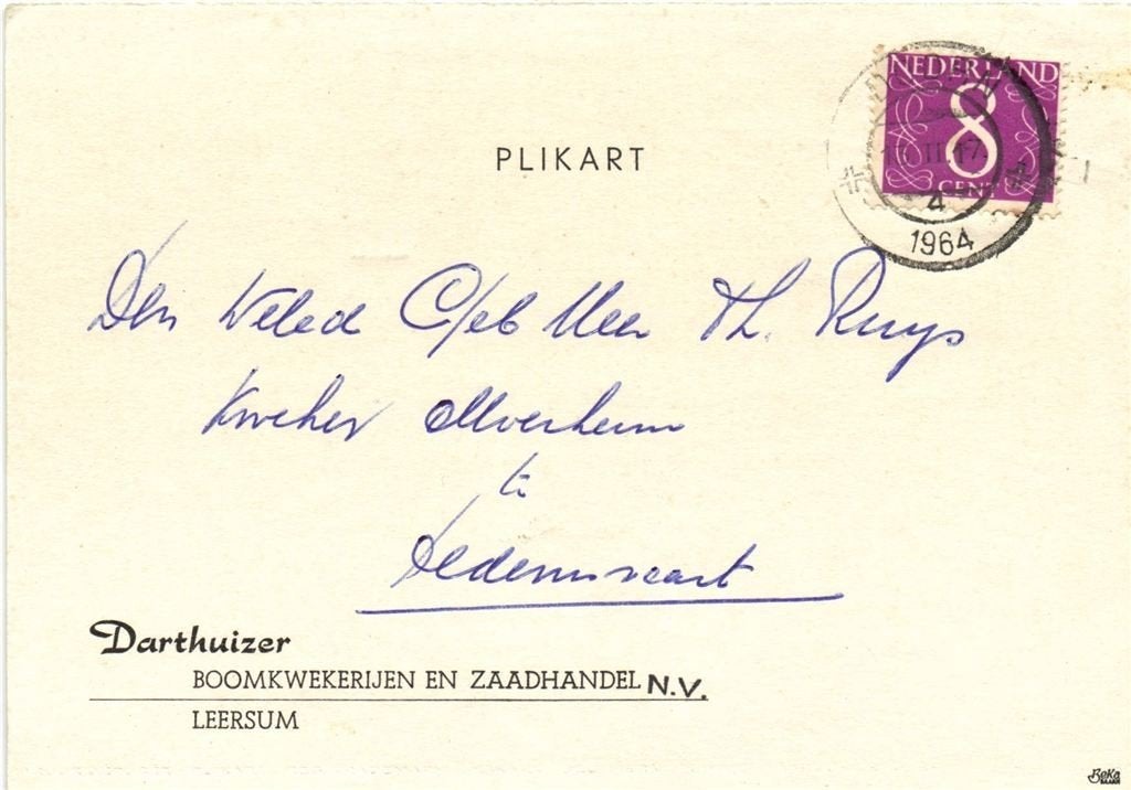 Darthuizer Boomkwekerijen en Zaadhandel NV, Leersum - 02.196, Ophalen of Verzenden, Briefkaart