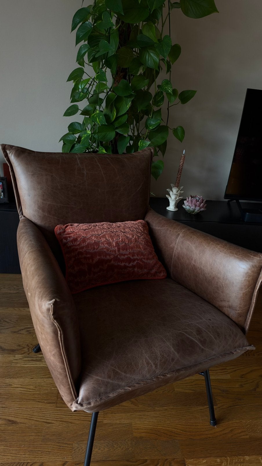 Leren fauteuil Troubadour, Ophalen, Zo goed als nieuw