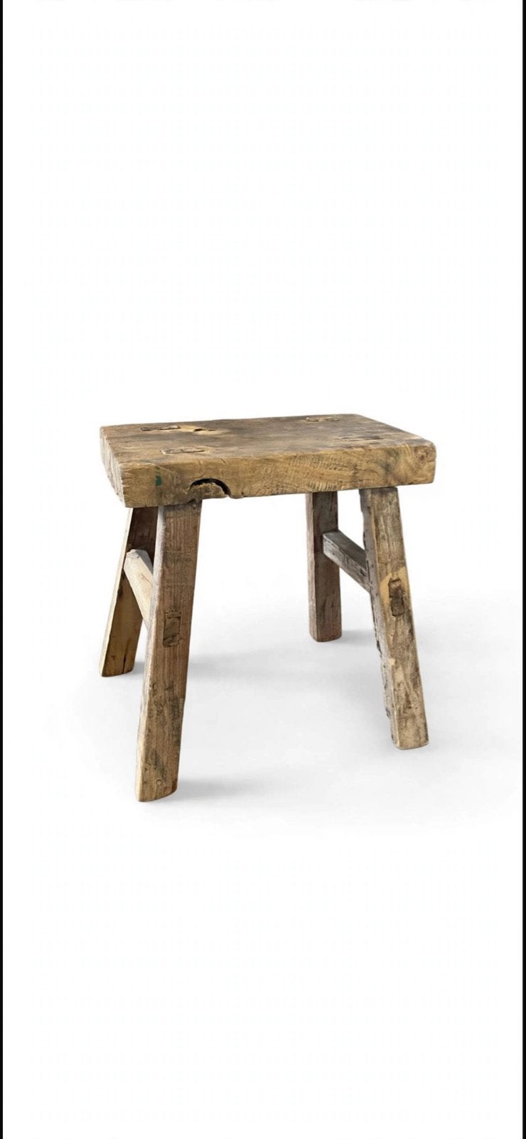 Vintage krukje van oud elm hout - India (35x18x44 cm), Huis en Inrichting, Ophalen, Gebruikt, Hout