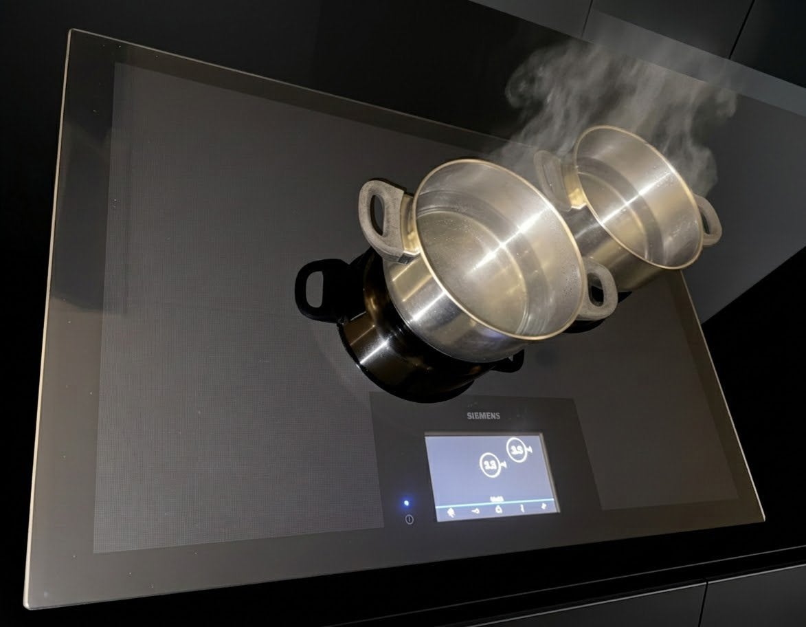Siemens free-induction kookplaat 80 cm zgan, Ophalen, 4 kookzones, Zo goed als nieuw, Inbouw