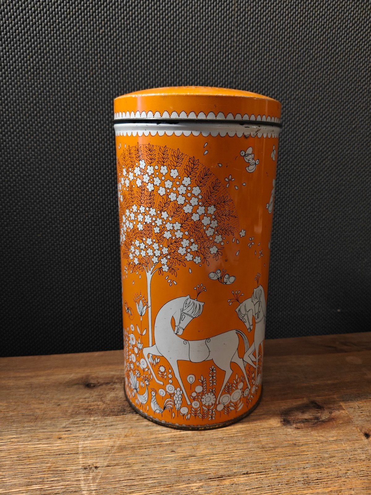 Vintage Verkade beschuitblik - Oranje, Ophalen of Verzenden, Gebruikt, Beschuit, Verkade