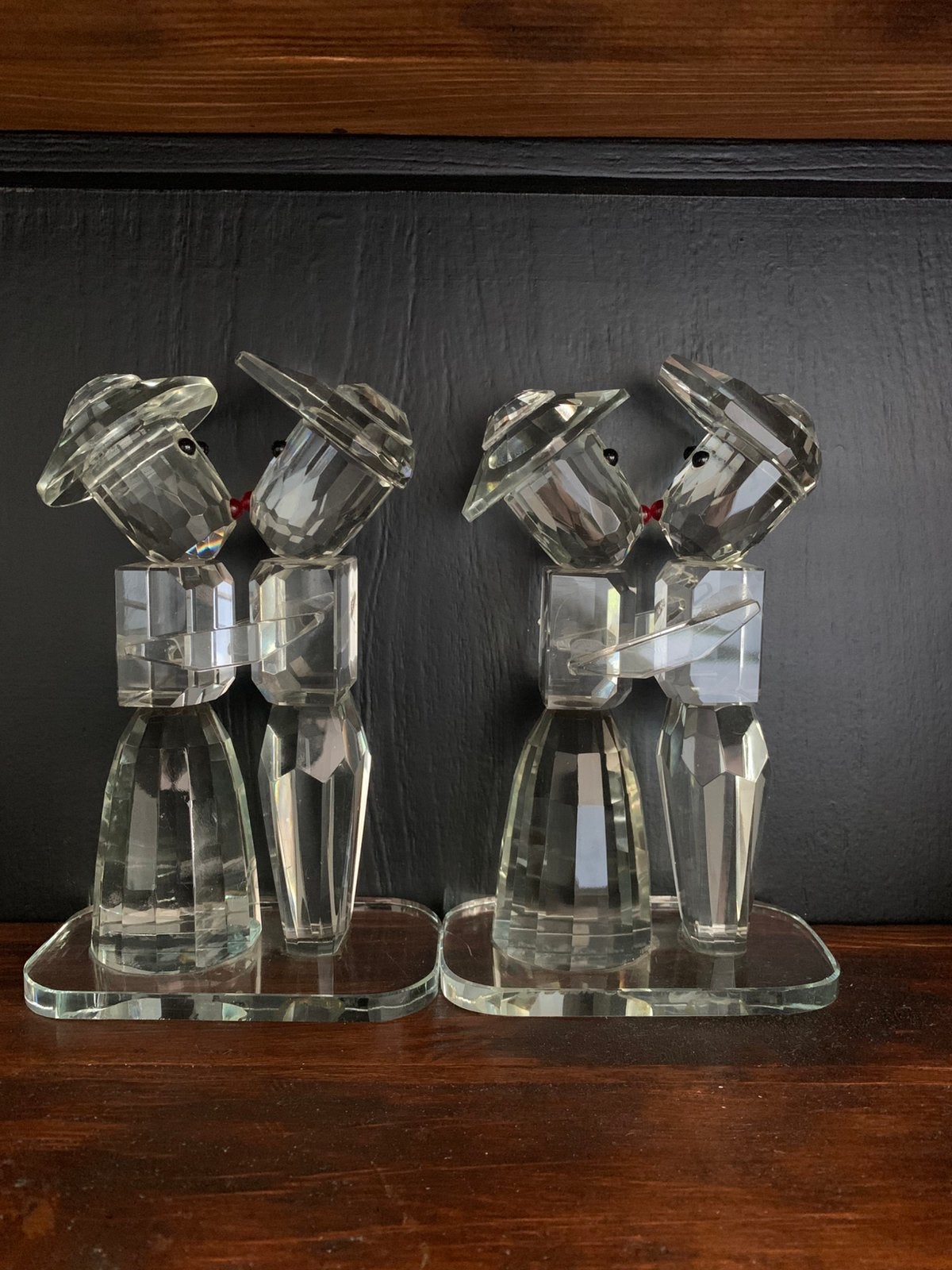 Vintage glazen sculptuur van kussend paar, Ophalen of Verzenden
