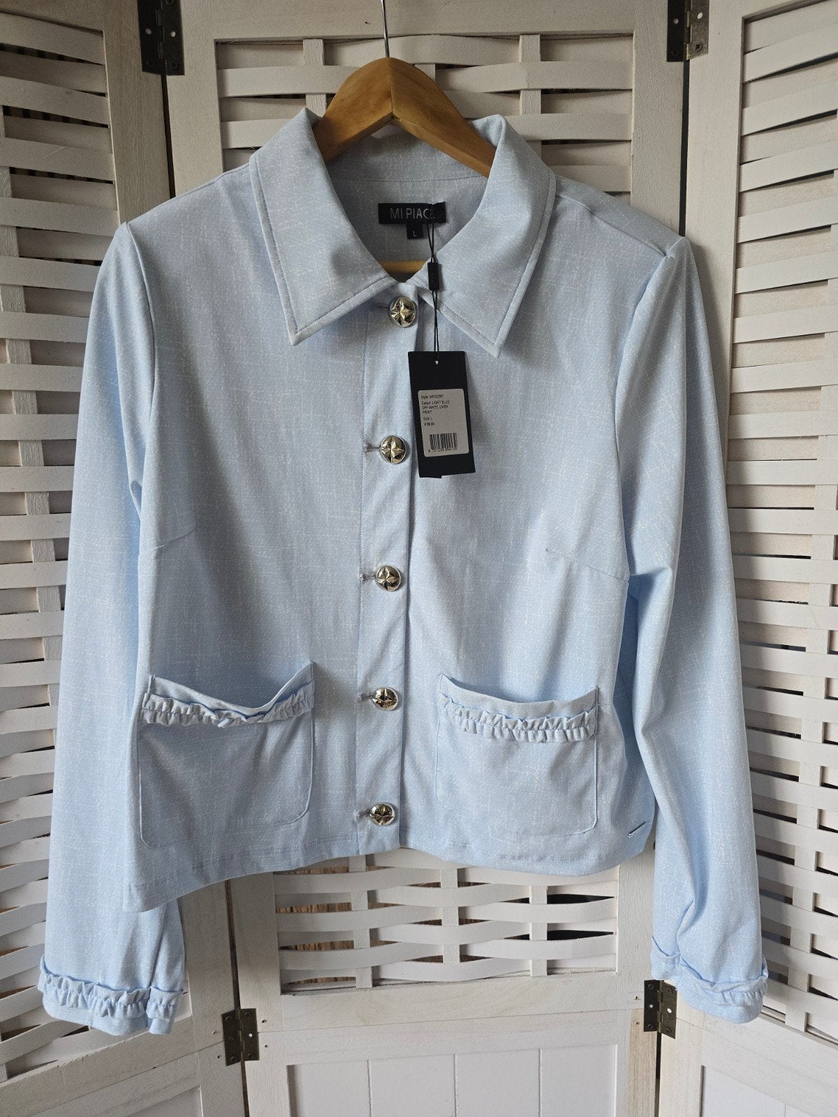 Nieuw jasje blazer mi piace kit lichtblauw L, Ophalen of Verzenden, Nieuw, Blauw