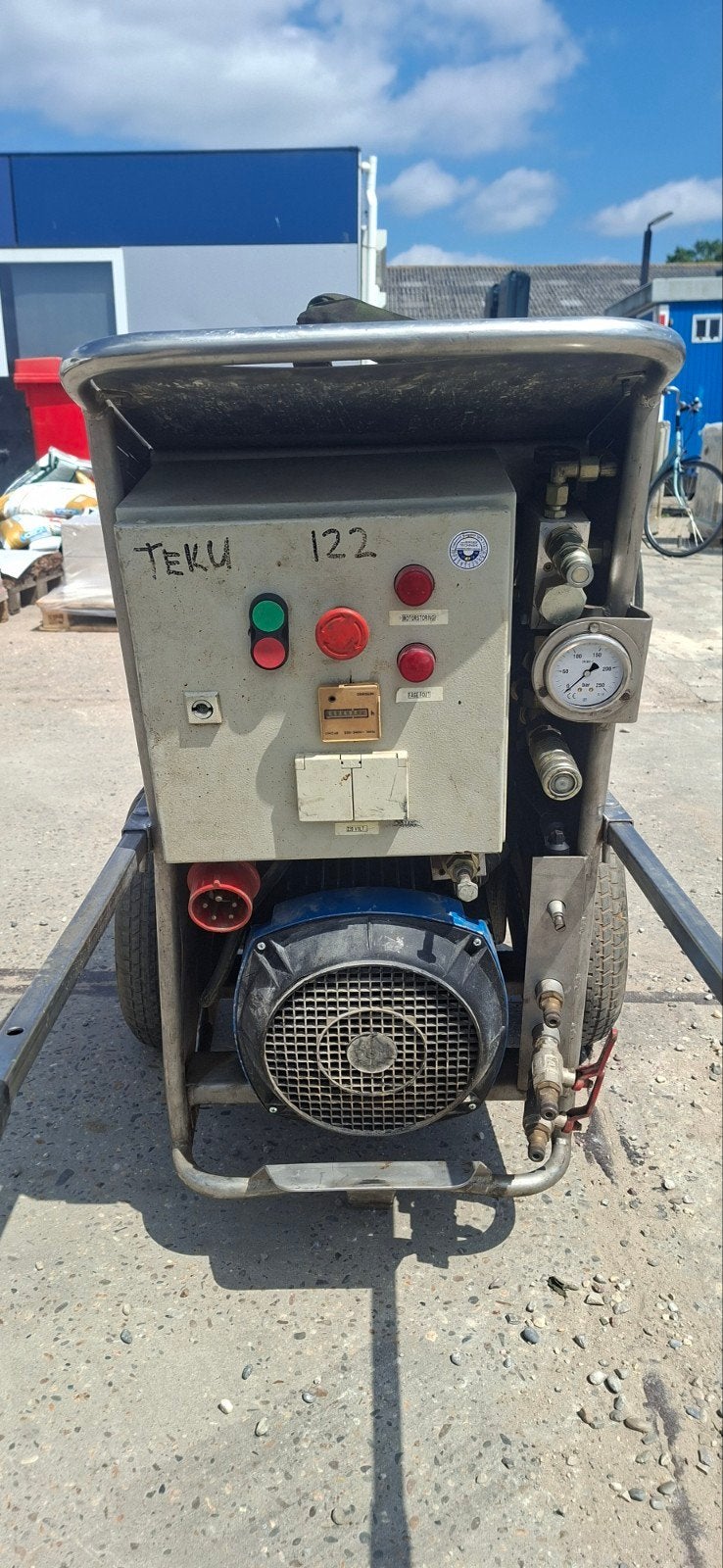 Hydrauliek unit op krachtstroom met betonzaag en 20m slang, Ophalen