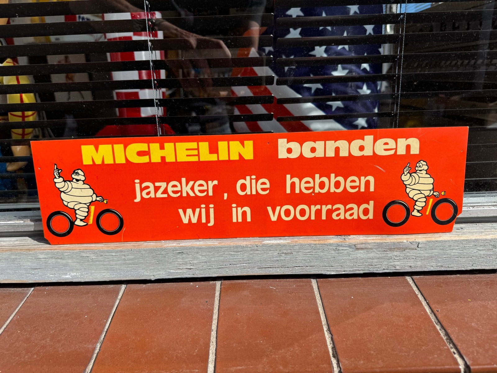 Vintage Michelin Banden Reclamebord - Bibendum, Ophalen of Verzenden, Gebruikt, Reclamebord