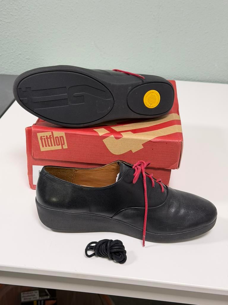 FitFlop dames schoenen zwart leer maat 38 nieuw FF2 lederen, Schoenen met lage hakken, Zwart, Nieuw, Ophalen of Verzenden