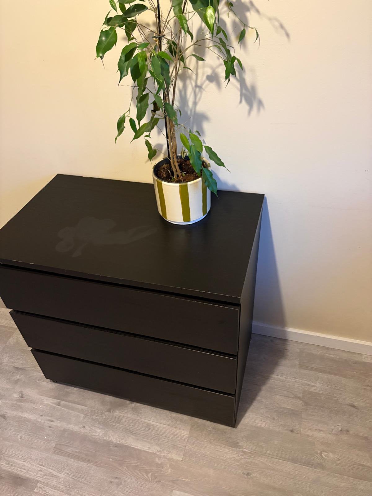IKEA MALM 3 ladekast zwart, Ophalen, Gebruikt, 50 tot 100 cm, 3 of 4 laden