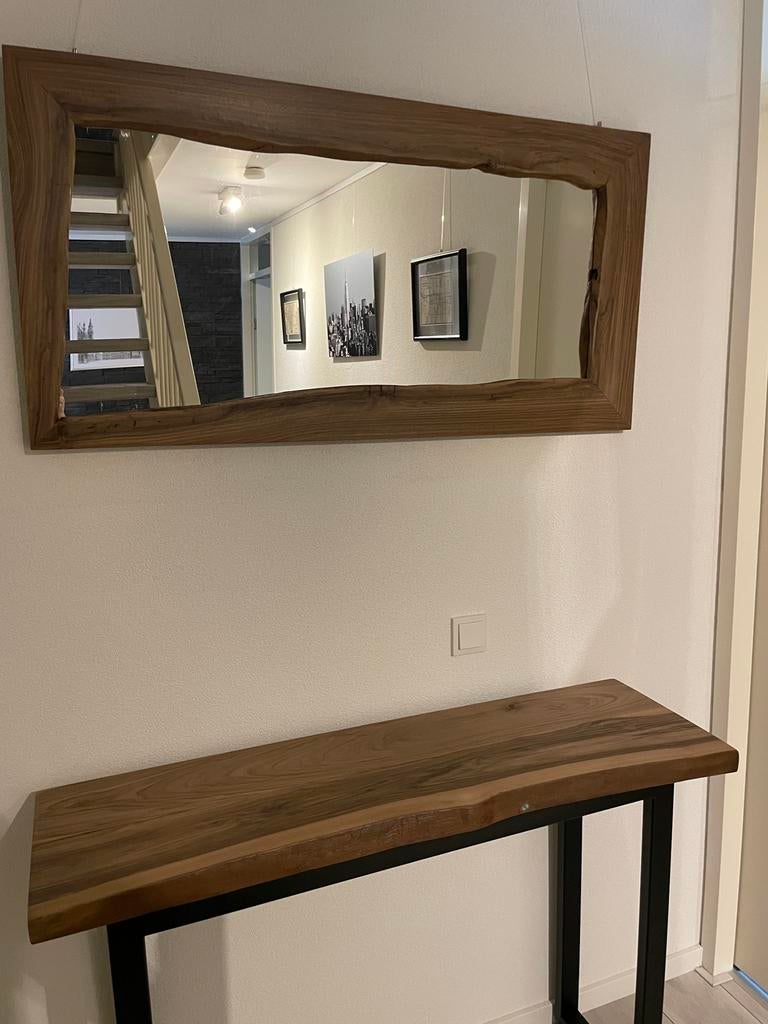 Nieuw! Premium Sidetable & Spiegel walnotenhout, Huis en Inrichting, Ophalen, 100 tot 150 cm, Nieuw, Overige houtsoorten