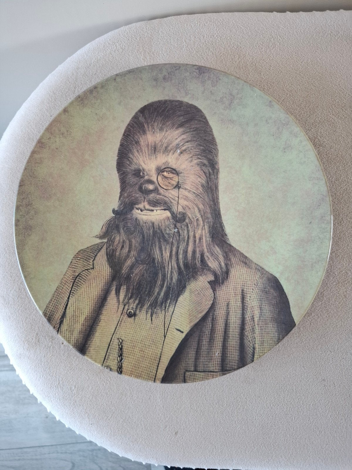 Chewbacca met Monocle Decoratieve Plaat, Vintage, Meerkleurig, Overige materialen, Ophalen of Verzenden