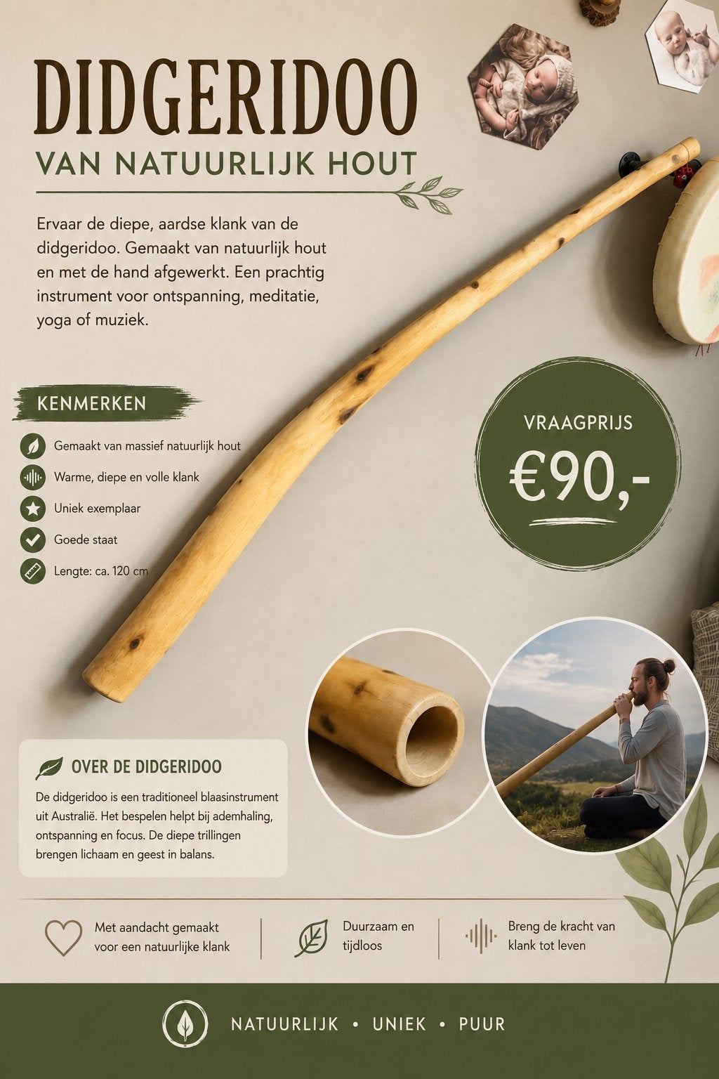 didgeridoo, Ophalen of Verzenden, Zo goed als nieuw, Gebruiksvoorwerp