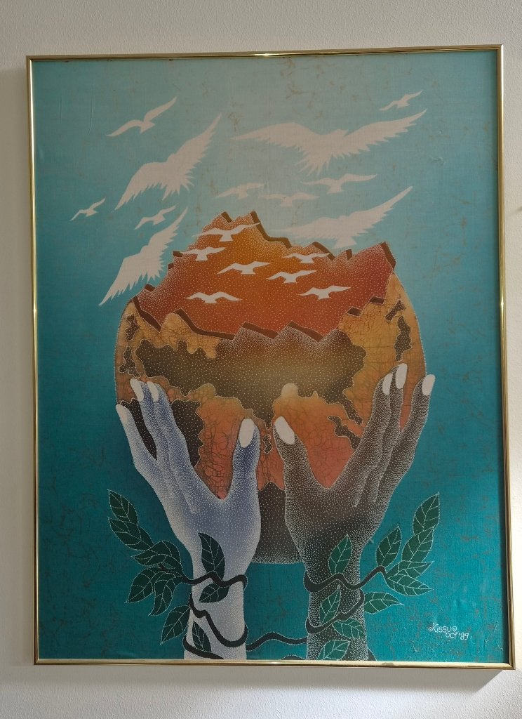 Batik schilderij/doek ingelijst., Ophalen