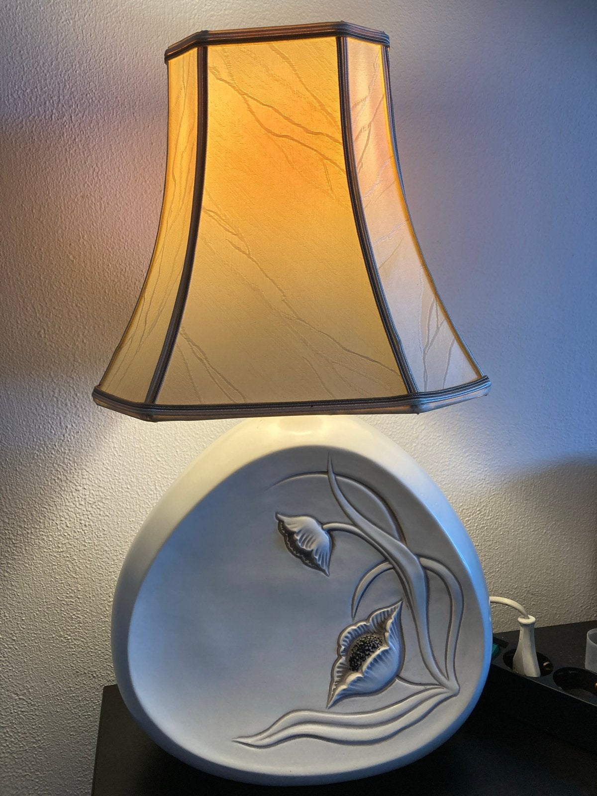 Solken-Leuchten design tafellamp met originele kap, 49 cm, Overige merken, Keramiek, Wit