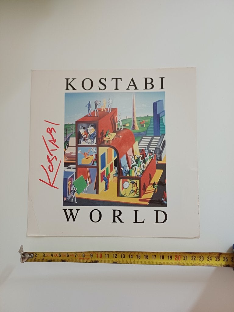 brochure en handtekening Amerikaanse kunstenaar Mark Kostabi, Ophalen of Verzenden, Gelezen, Schilder- en Tekenkunst