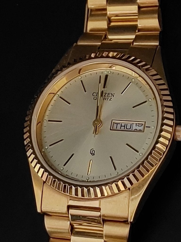 Citizen CQ "Datejust Style" (1984) — Goudkleurig — NOS, Staal, Staal, Nieuw, Ophalen of Verzenden