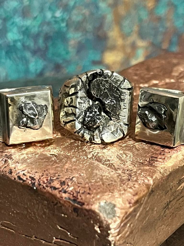 Meteoriet Ringen in Zilver, Sieraden, Tassen en Uiterlijk, Ringen, Ophalen of Verzenden, Zo goed als nieuw, 17 tot 18, Dame of Heer